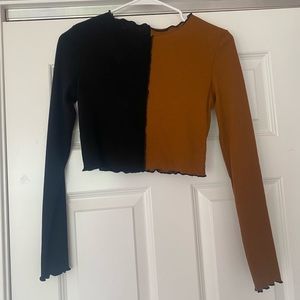 split colored cropped long sleeve